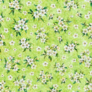 Floral pattern with white flowers on a green background