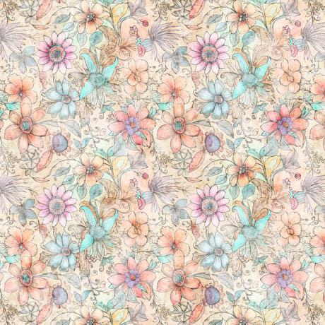QT Fabrics Enchanted Fairy Flowers Multi 30762-X