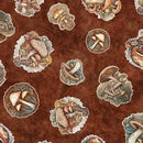 QT Fabrics Enchanted Forest Mushroom Toss Rust - 30470 -T - sewjersey.com