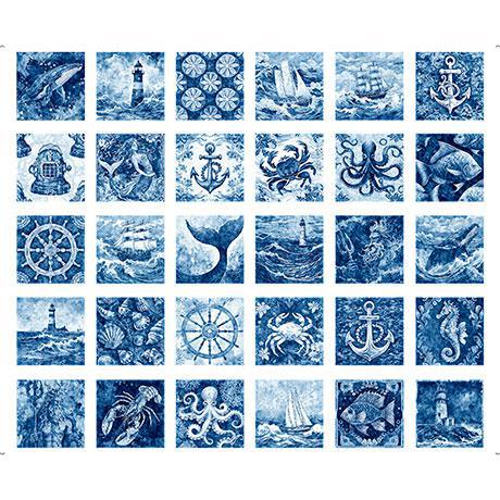 QT Fabrics Ocean Blues Nautical Motif Patches Blue