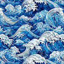 QT Fabrics Ocean Blues Ocean Waves 108" Wide Blue 30860 -B108 BLUE-WIDE 108" Wide Blue Fabric of Crashing Waves