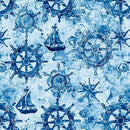 QT Fabrics Ocean Blues Ship Wheels Blue 30861-B