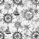 QT Fabrics Ocean Blues Ship Wheels Gray 30861-K