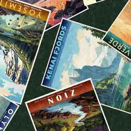 QT Fabrics On the Road Again National Park Postcards Forest by Morris Creative Group 30738-F - sewjersey.com