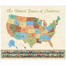 QT Fabrics On the Road Again US Map Panel Multi by Morris Creative Group 30737-X - sewjersey.com