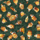 QT Fabrics Queen Bee Honey Bottles Forest 30486-F - sewjersey.com
