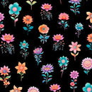 QT Fabrics Spring Bling Stemmed Flowers Black 30770-J