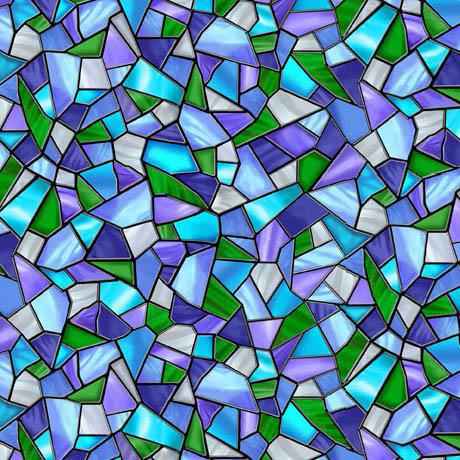 QT Fabrics Sunlit Birds Mosaic Blue by JQ Licensing 30795-B - sewjersey.com