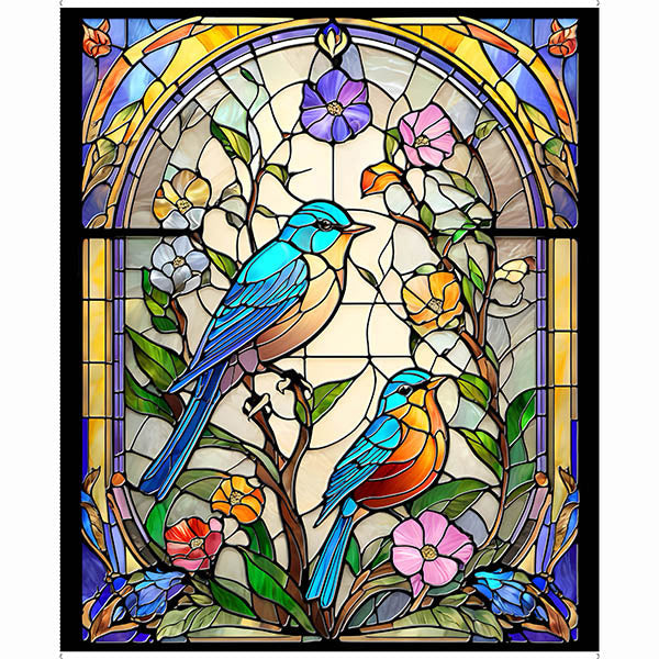QT Fabrics Sunlit Birds Stained Glass Birds Panel Multi by JQ Licensing 30792-X - sewjersey.com