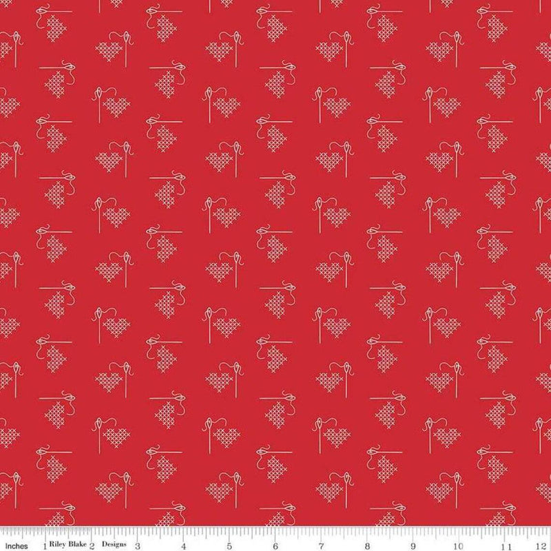 Riley Blake Bee Basics Heart Red by Lori Holt C6401 RED