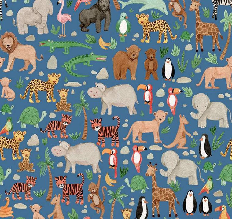 Riley Blake Designs Designer Flannel by Natalia Juan Abello - F12577-DENIM - sewjersey.com