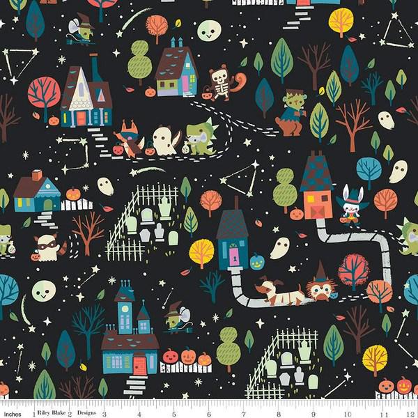 Riley Blake Designs Tiny Treaters by Jill Howarth GC10480 CHARCOAL Clearance Fabric