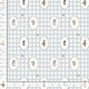 Fabric with teddy bear pattern on a checkered background