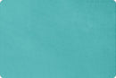 A solid turquoise green fabric swatch featuring a soft plush texture. 