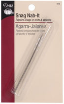 Dritz Snag Nab-It repair tool in clear plastic packaging on a cream and burgundy card.