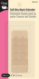 Soft Bra Back Extender Beige 1-1/4" Dritz 56612-25 A two hook bra back extender in a beige color