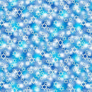 A pattern of white stars of david on a blue background. The background features subtle color variation. 