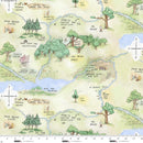 Cartoon map of a forest with various landmarks and labels