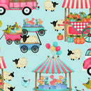 Studio e Country Fair Farmers Market Aqua/Multi 8203-12 - sewjersey.com