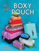 Stack of colorful boxy pouches on a blue background with text 'The Quick Boxy Pouch'.