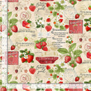 Timeless Treasures Berry Sweet Strawberries Market Collage Beige FRUIT-CD3400 BEIGE - sewjersey.com