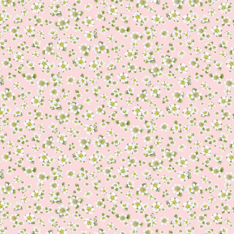 Timeless Treasures Berry Sweet Strawberry Blossoms Pink  FRUIT-CD3409  PINK 2 - sewjersey.com