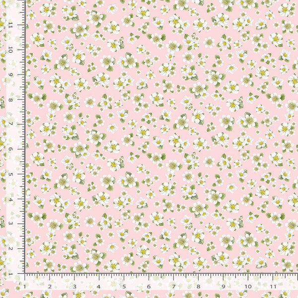 Timeless Treasures Berry Sweet Strawberry Blossoms Pink  FRUIT-CD3409  PINK - sewjersey.com