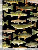 Timeless Treasures Cabin Rules Fish Black NATURE-CD6405 BLACK - sewjersey.com