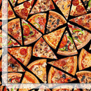 Timeless Treasures Comfort Food Tossed Pizza Slice FOOD-CD3451 BLACK - sewjersey.com