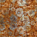 Floral pattern with blue flowers on a brown background