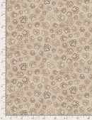 Timeless Treasures Dogs Rule Dog Paw Prints Natural DOG-CD8556 NATURAL with ruler for scale