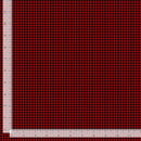 Red and black checkered fabric with a ruler on the side
