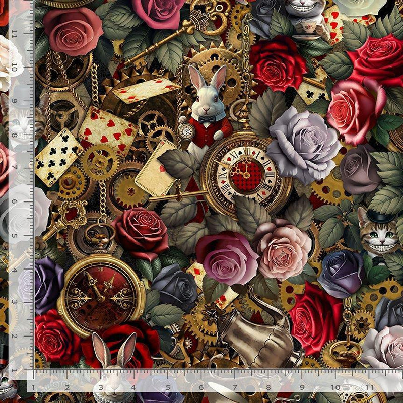 Timeless Treasures Down the Rabbit Hole Floral Wonderland Multi FLEUR-