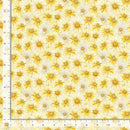 Timeless Treasures Forest Whisper Packed Daisy Yellow FLEUR-CD3686 YELLOW with ruler for scale