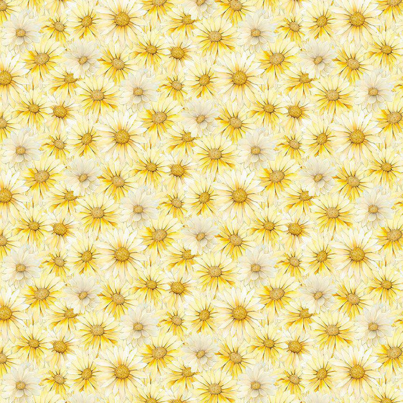 Timeless Treasures Forest Whisper Packed Daisy Yellow FLEUR-CD3686 YELLOW