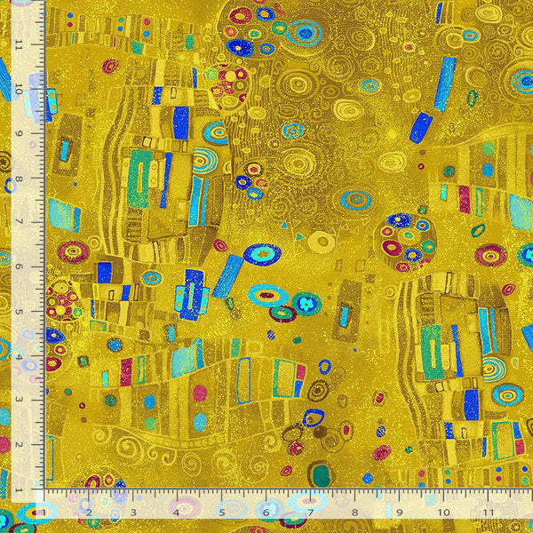 Timeless Treasures Gilded Plume by Chong-a Hwang Abstract Metallic Shapes Gold PLUME-CM3434  GOLD ruler - sewjersey.com