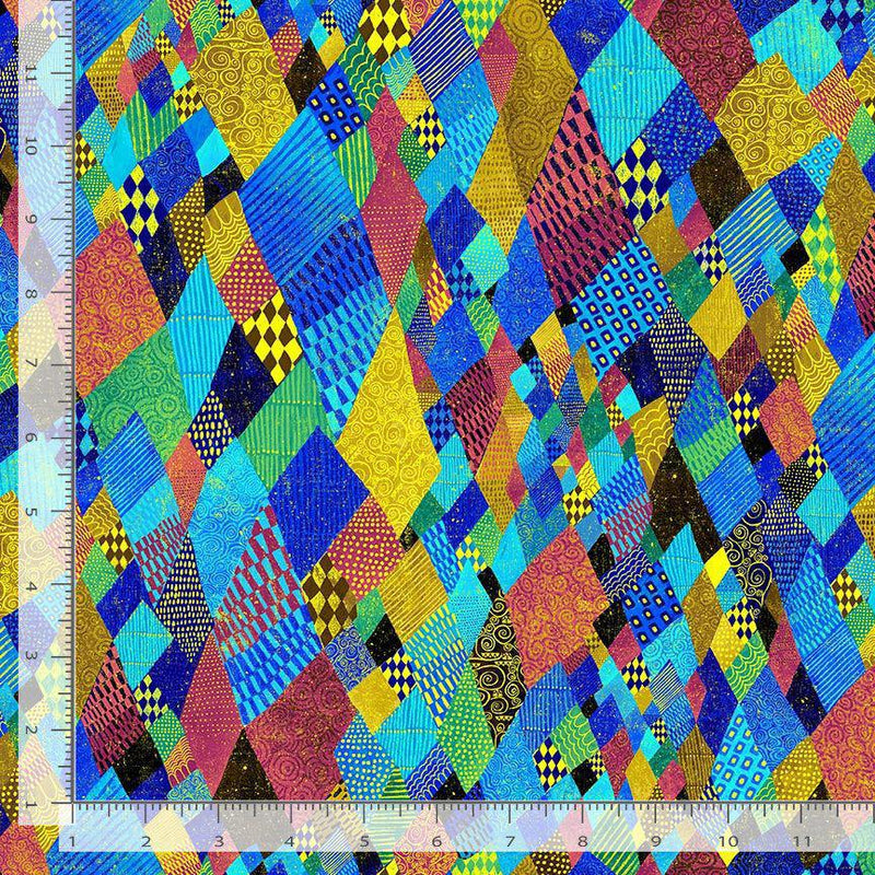 Timeless Treasures Gilded Plume by Chong-a Hwang Gilded Crazy Quilt PLUME-CM3433  MULTI ruler - sewjersey.com