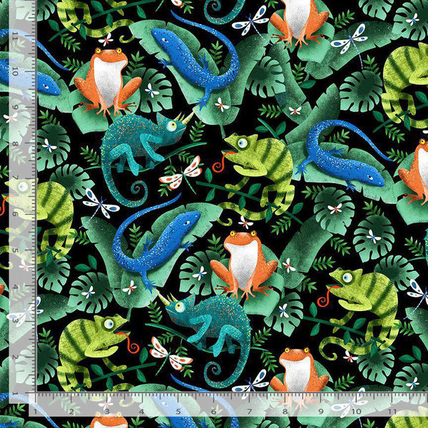 Timeless Treasures Lizards Tropical Creature BUG-CD3335  FOREST