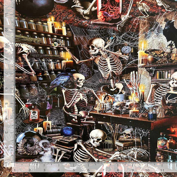 Timeless Treasures Mad Scientist Spooky Apothecary Multi WICKED-CD3639  MULTI