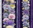 Floral fabric pattern with a ruler for scale on a dark background