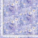 Fluffy White Dandelion Floral pattern fabric with a ruler for scale