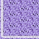 Pattern of lavender leaves on a dark purple background with a ruler for scale