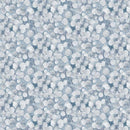 Pattern of small light gray leaves on a light blue background. 
