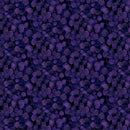 Fabric patterned with dark purple leaves.