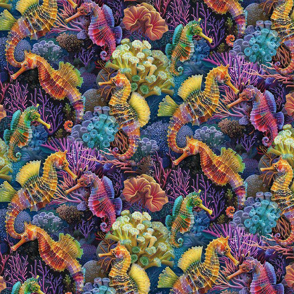 Timeless Treasures Oceana Reef Seahorses Multi SEA-CD3813  MULTI