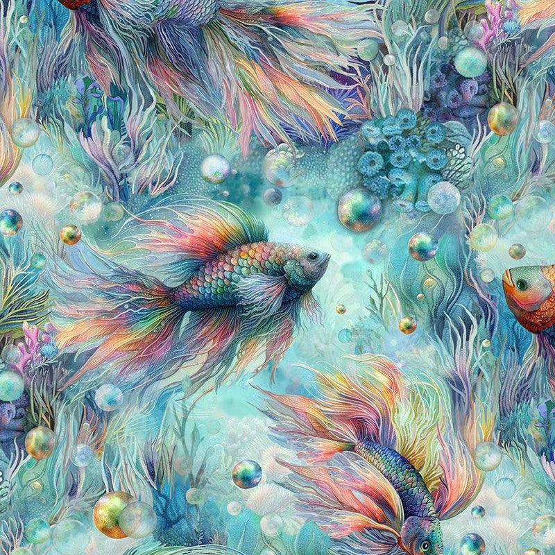 Timeless Treasures Rainbow Fish SEA-CD3812 BLUE