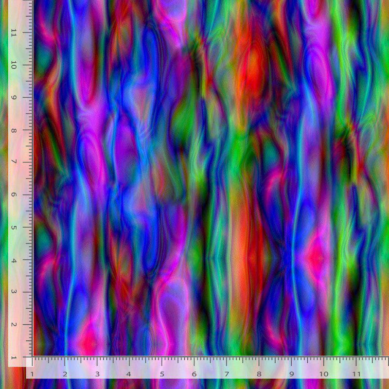 Multicolored wavy pattern fabric with a ruler on the side