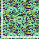Timeless Treasures Shizuka by Chong-a Hwang Textured Waves Metallic FLEUR-CM3170  GREEN - sewjersey.com