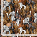 Timeless Treasures Wild Horses Packed Horses Multi HORSE-CD3484  MULTI with ruler for scale