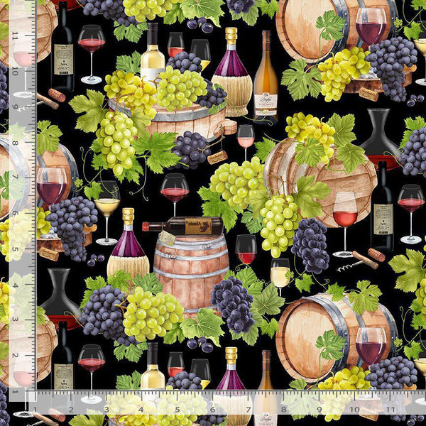 Timeless Treasures Wine Bar Vintage Wine Cellar Black WINE-CD3826  BLACK